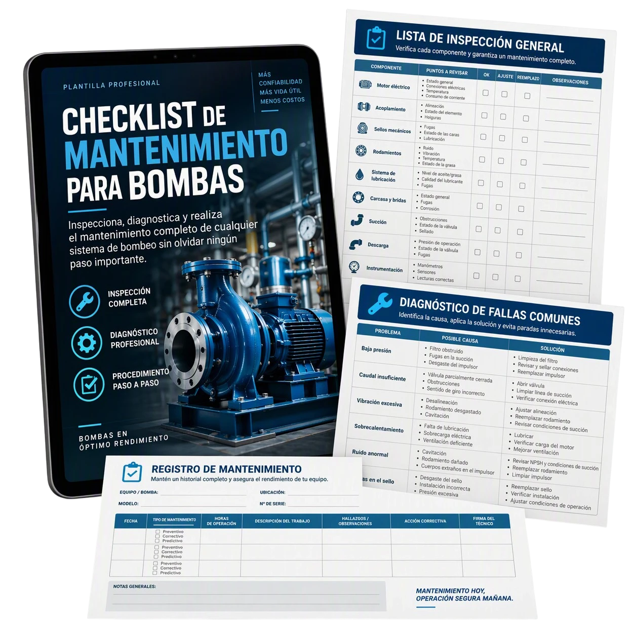 Checklist de mantenimiento para bombas